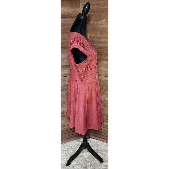ELLE Women's Size 16 Brick Red Pleated A-Line Cap Sleeve Classic Comfort Dress - Picture 2 of 7